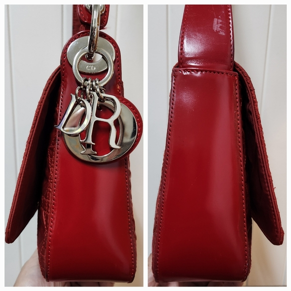 DIOR Canage Red Quilted LADY DIOR Charm Bag with DIOR Box Set SUPER RARE - Picture 7 of 16